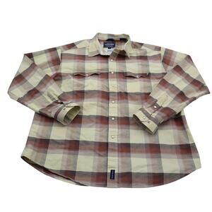 Rough Stock Shirt Men XL Brown Long Sleeve Button Up Casual Panhandle Slim Plaid